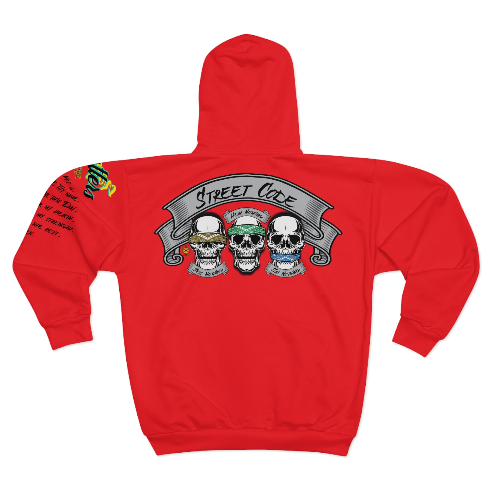 3 Wise Skulls Zip Hoodie Red