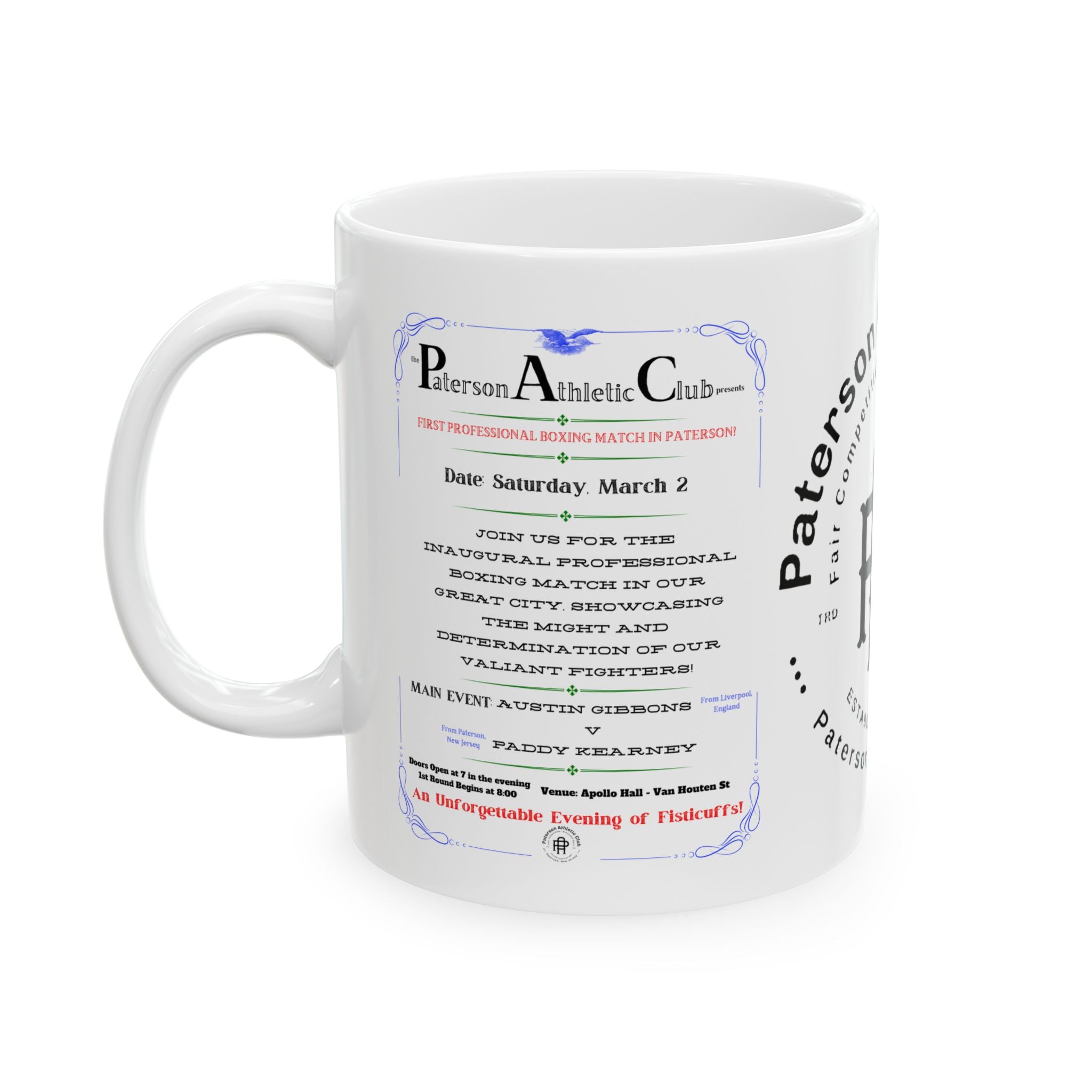 Vintage Fight Poster - Paterson Athletic Club Mug